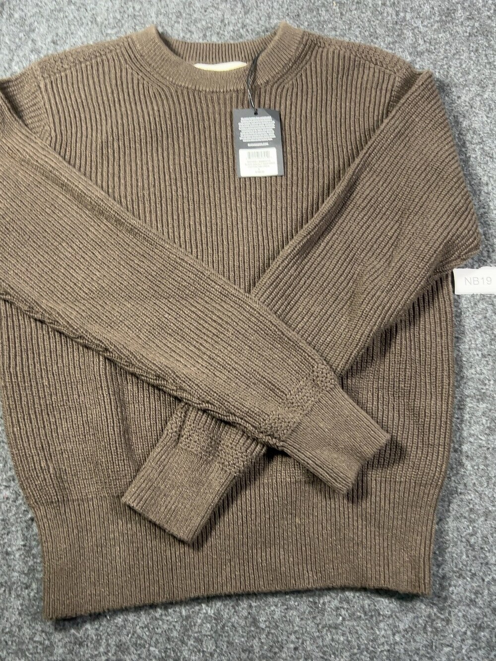 Buck Mason Black Walnut Seafarer Cotton Rib Crew Mens Small NWI Msrp168 [NB19]
